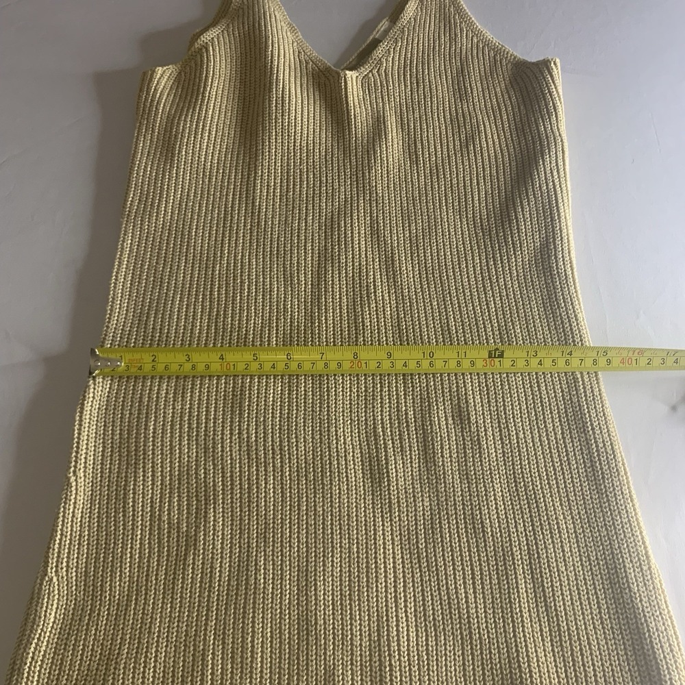 Vintage Liz Claiborne Lizwear Tan Ribbed Knit Midi Dress Minimalism 90s Cotton S - Picture 10 of 12